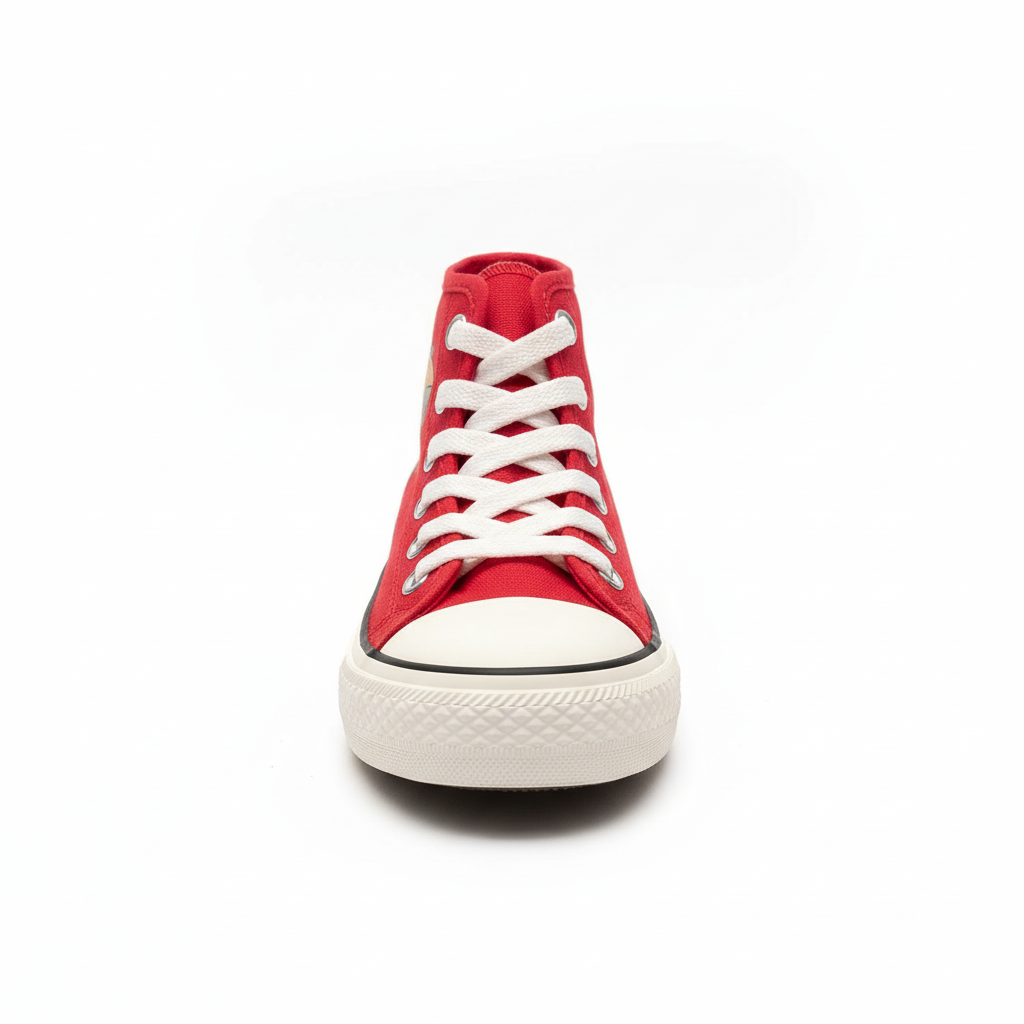 Front view of red dog graphic sneaker