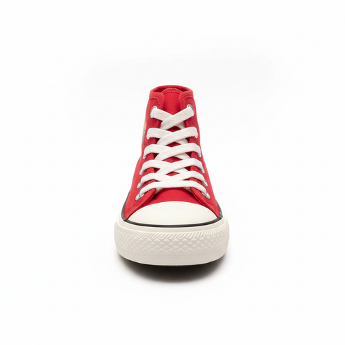 Front view of red dog graphic sneaker